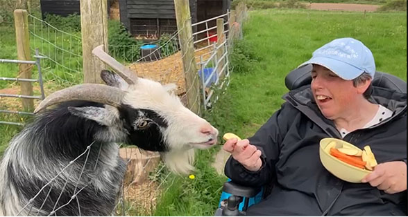 Feeding the goats at Beckside care Farm
