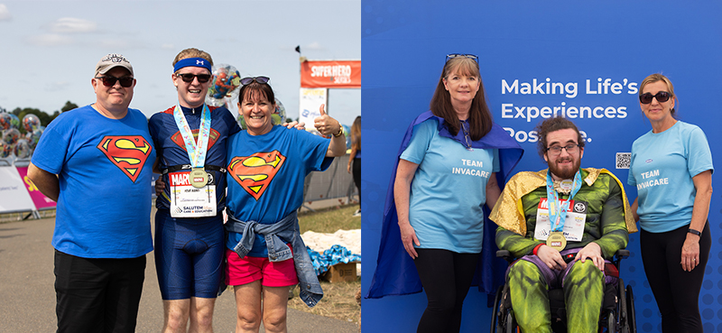 Invacare meeting superheroes at Superhero Tri